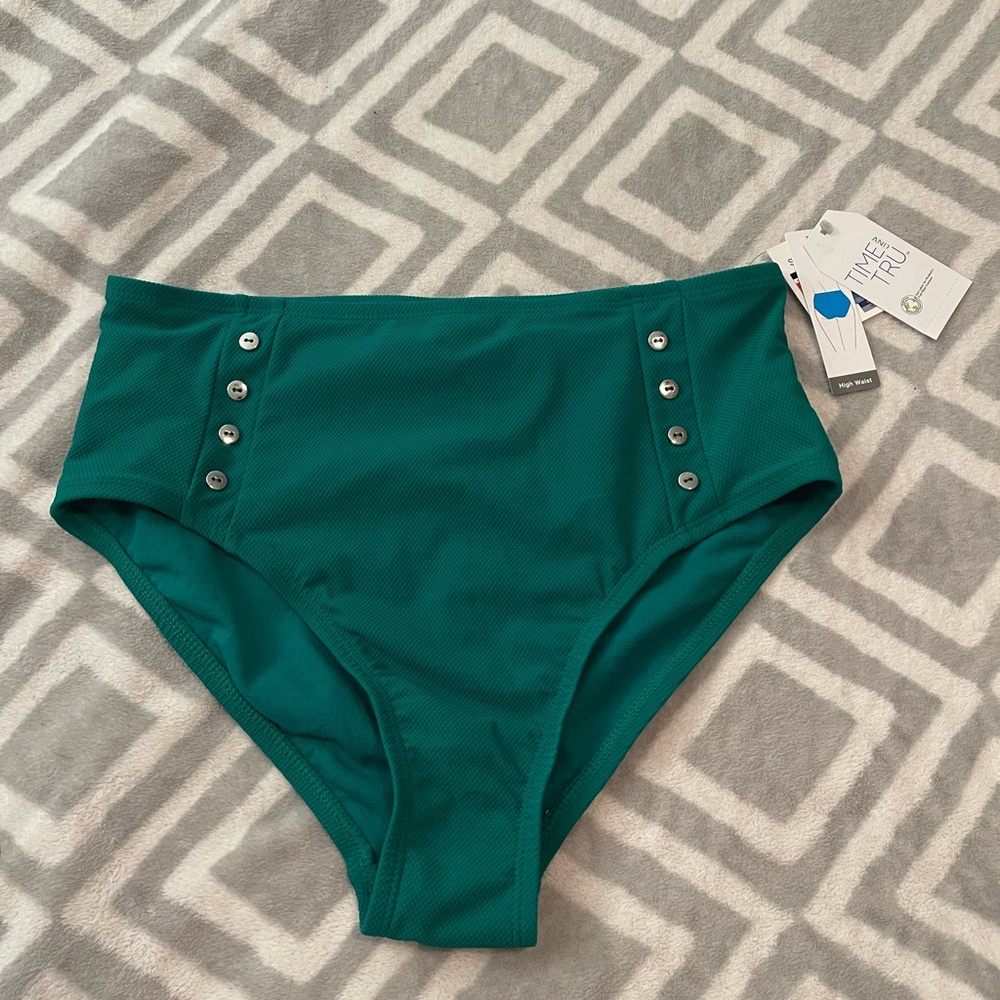 NWT Time & Tru Teal High Waisted Bikini Bottoms